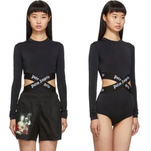 Palm Angels Black and‎ White Cross Nylon Jersey Bodysuit Womens Size Small